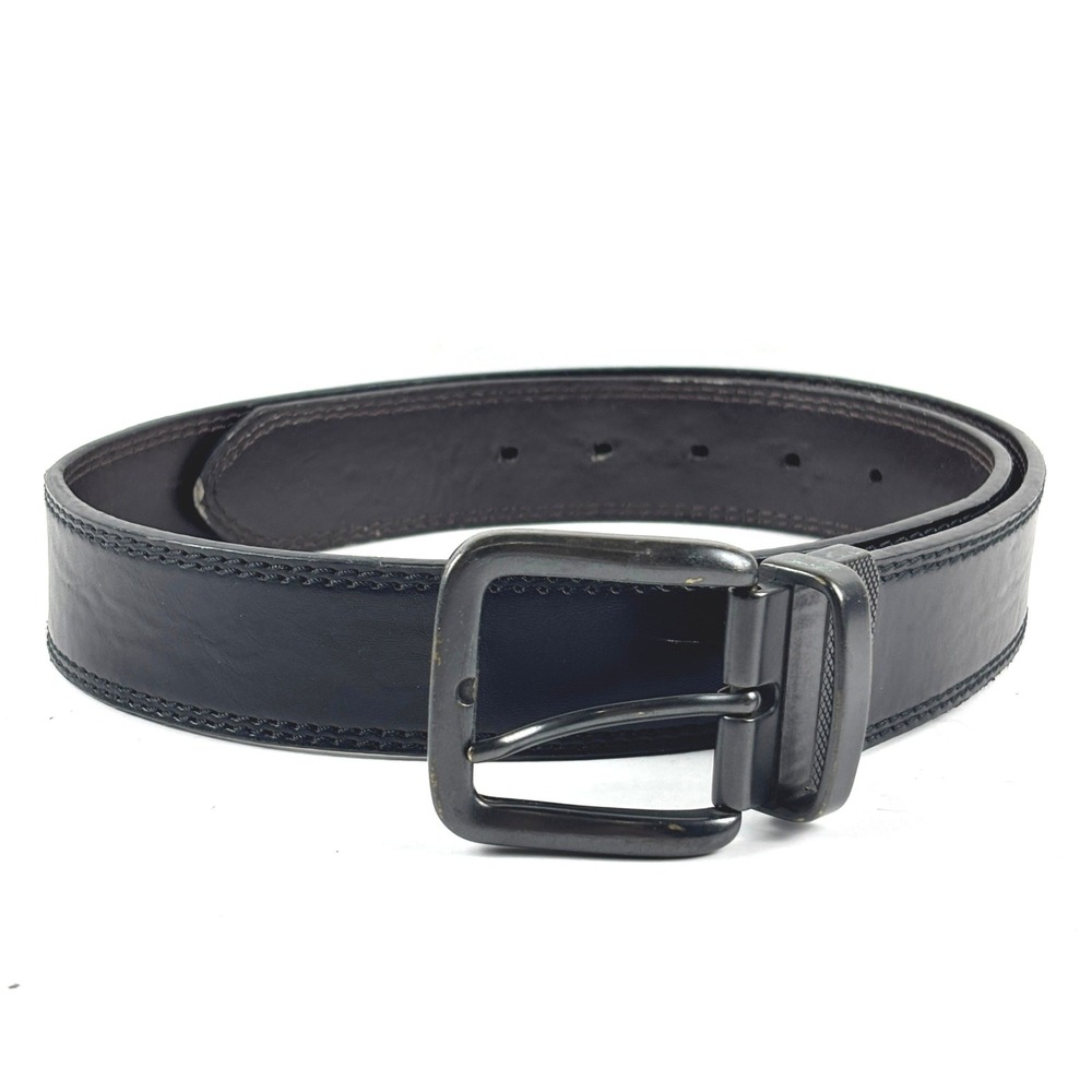 Levis Leather Belt Mens 34 Black and Brown Reversible Swivel Buckle 11LV02KX